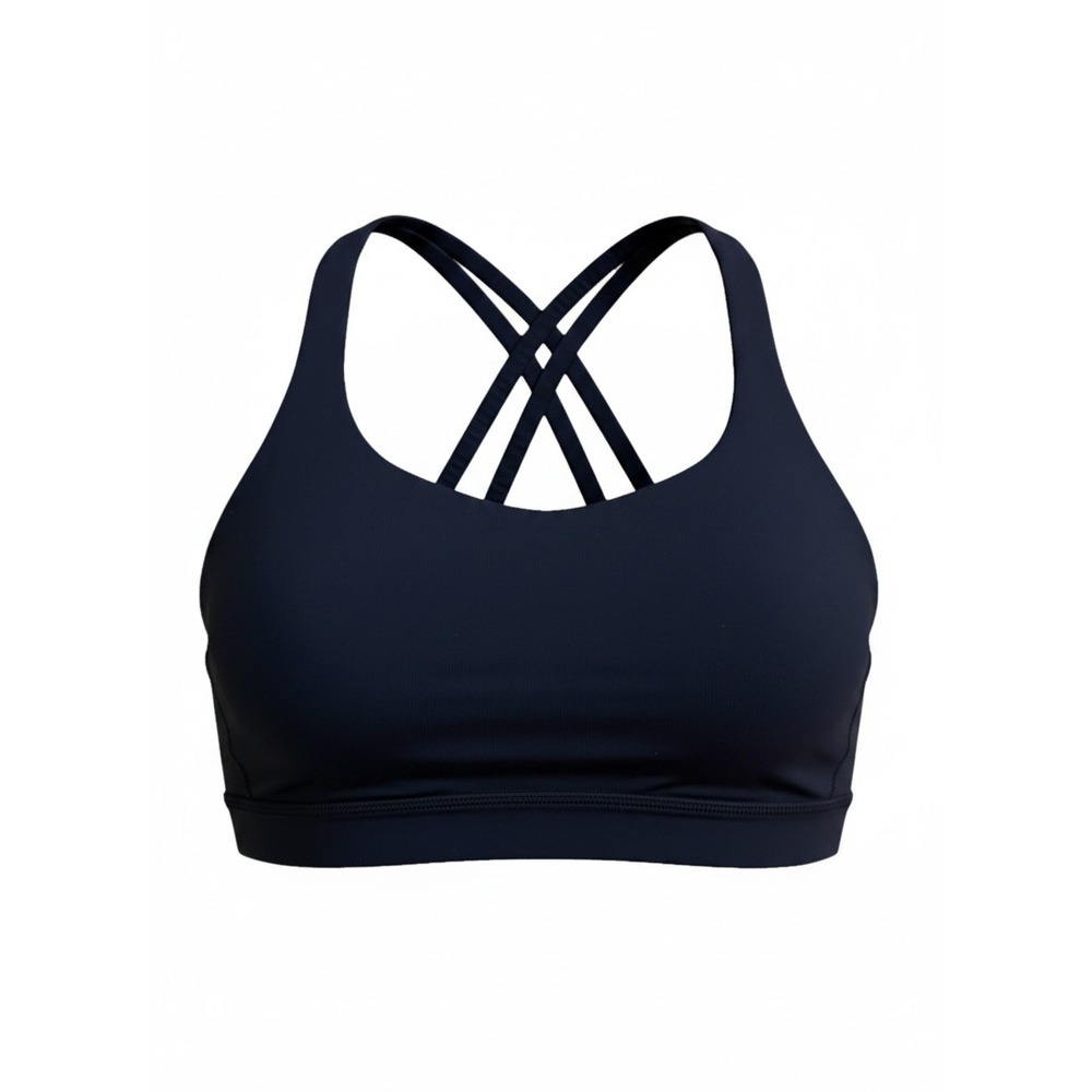 Lululemon Energy Sports Bra Black Strappy Size 8 Racerback LW2E82S Athletic Gym